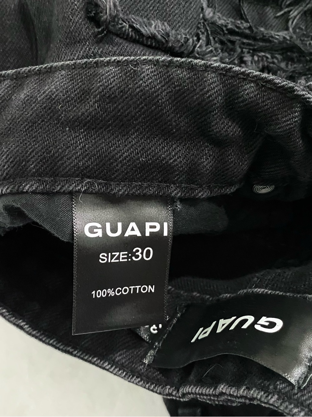 Guapi Men’s 30 Stacked Black Obsidian Distressed Jeans Zippers Relaxed Straight - Picture 12 of 12